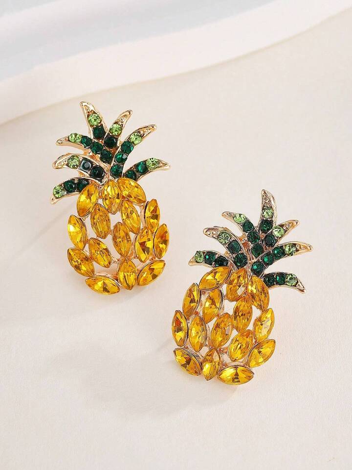 Pineapple rhinestone stud earrings