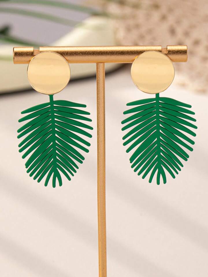Green Leaf Earrings
