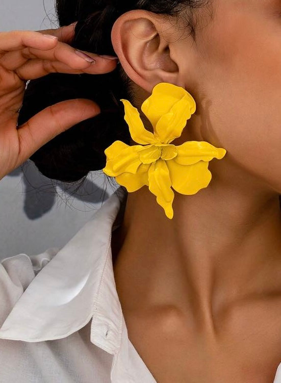 Yellow flower earrings