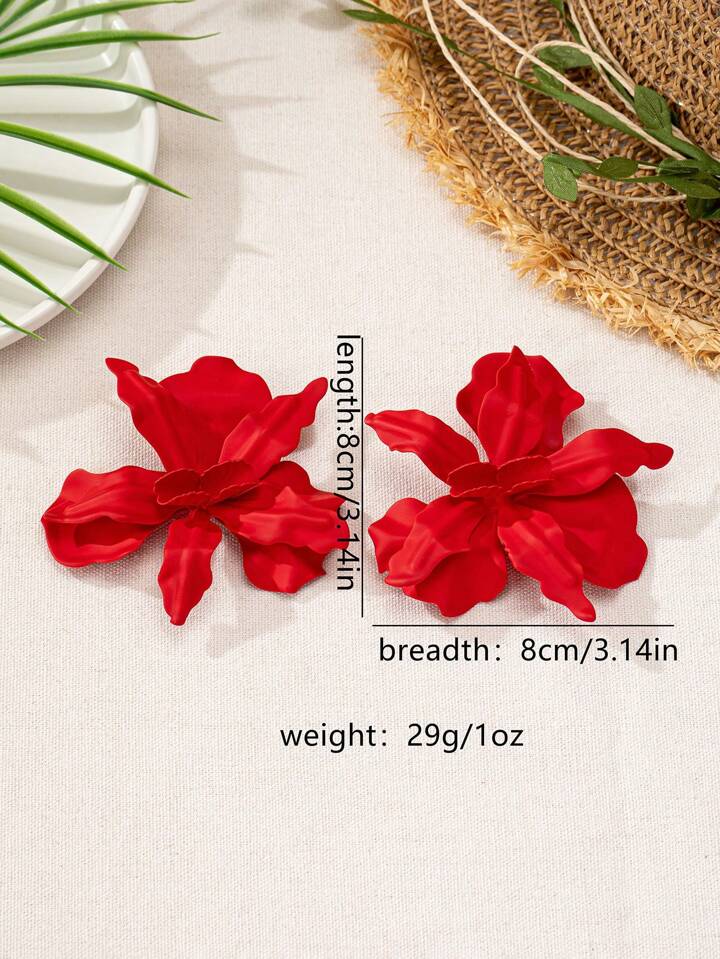 Red Flower Earrings