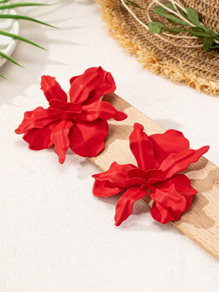 Red Flower Earrings