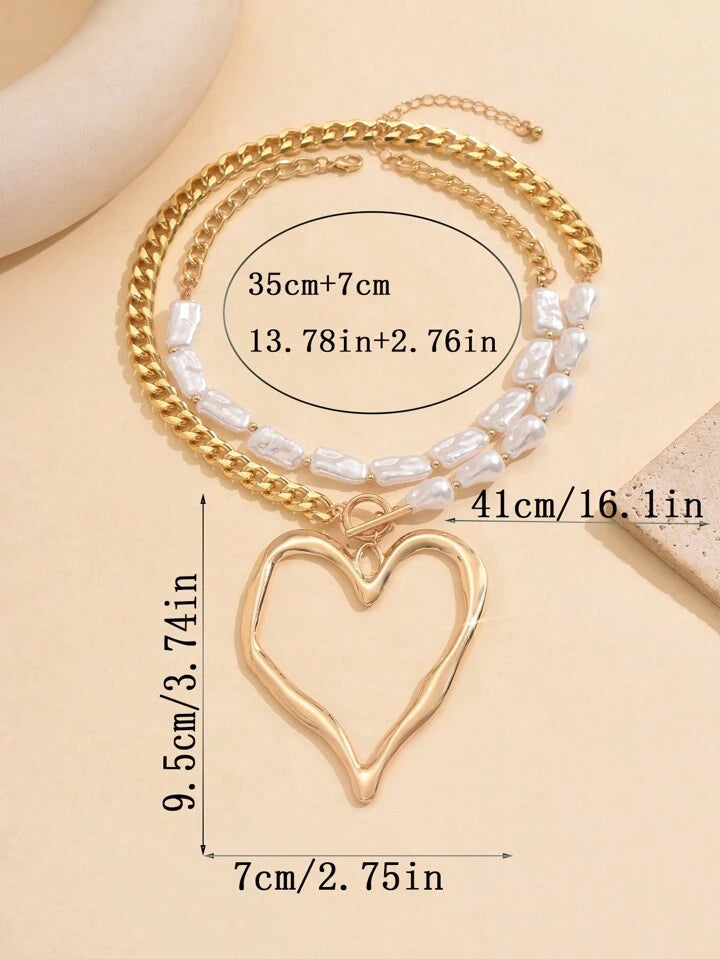 Heart Shaped Pearl Necklace