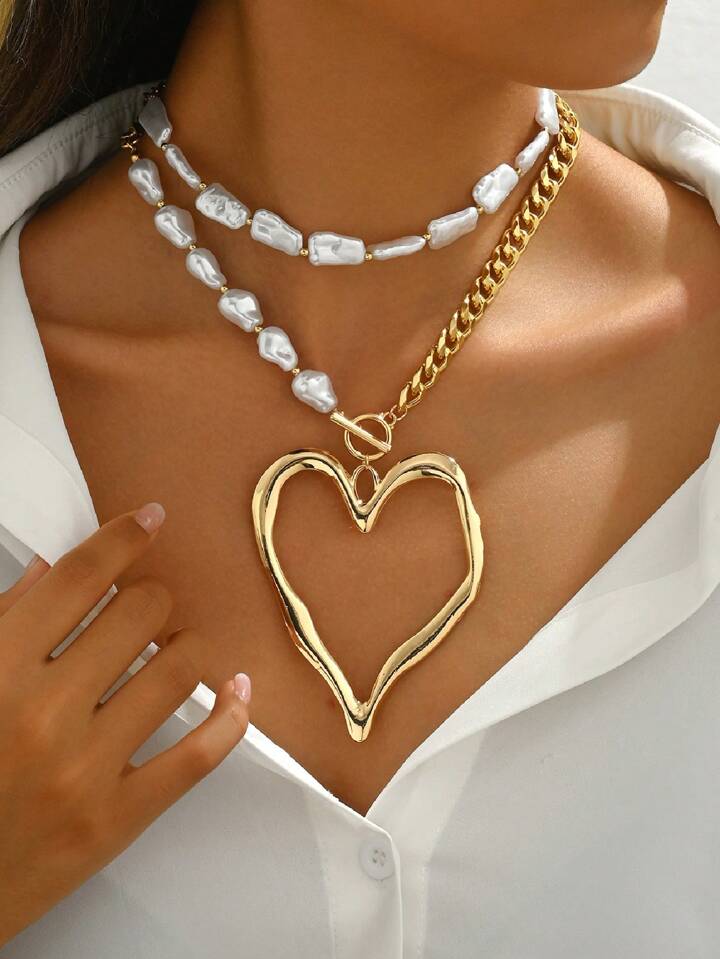 Heart Shaped Pearl Necklace