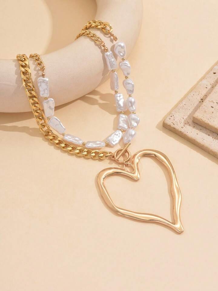 Heart Shaped Pearl Necklace