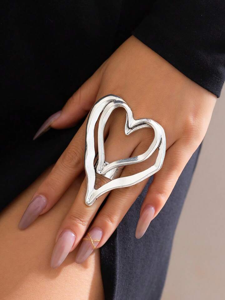 Silver Heart Shaped Ring