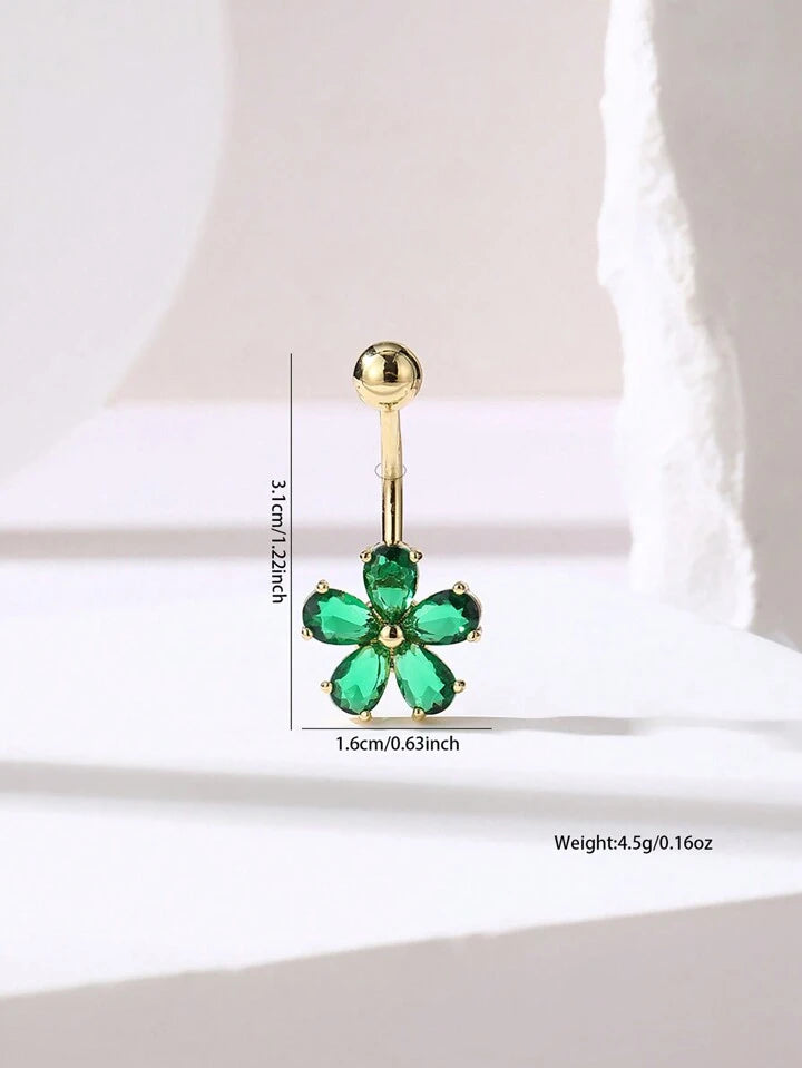 Green Flower Belly Ring