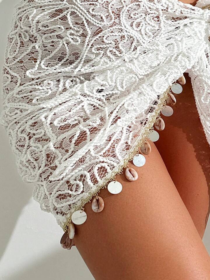 White Mesh Tie-Knot Cover-Up