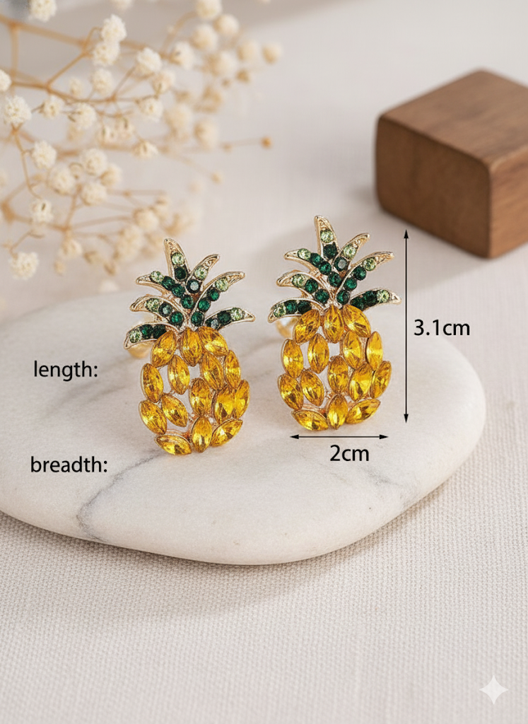 Pineapple rhinestone stud earrings