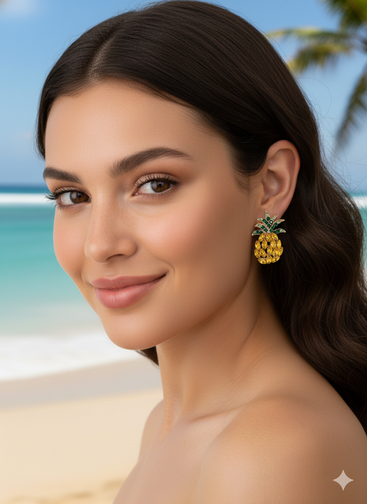 Pineapple rhinestone stud earrings