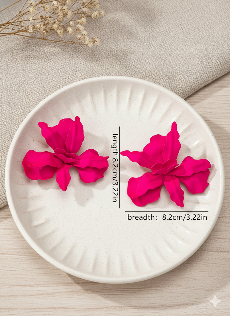 Pink flower earrings