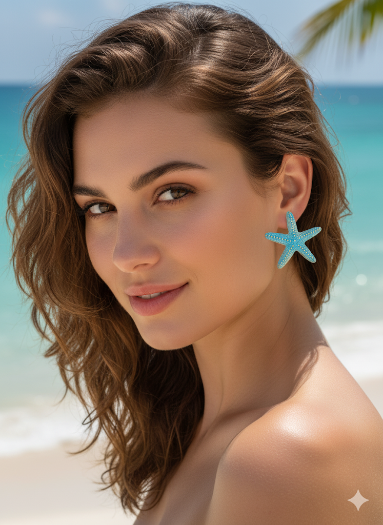 Blue starfish earrings