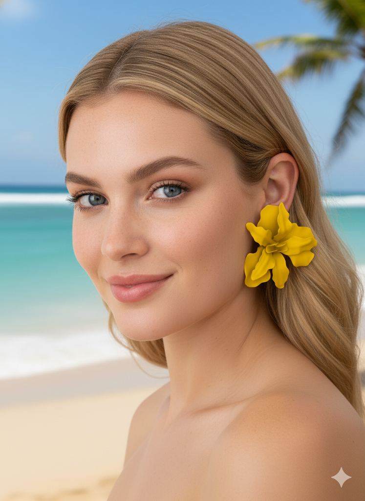 Yellow flower earrings