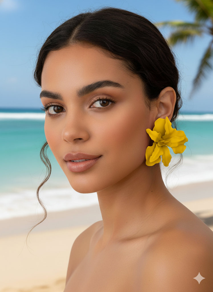 Yellow flower earrings